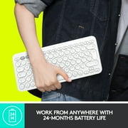 Logitech K380 Backlit Keys Mini Bluetooth Standard Keyboard, off White, 1 Pack