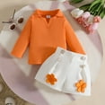 thumbnail image 4 of ZACPNCV Toddler Baby Girls Fall Outfits Long Sleeve Knitted Sweater Tops and Shorts Set Fall Winter Clothes Set Orange 18-24 Months, 4 of 9