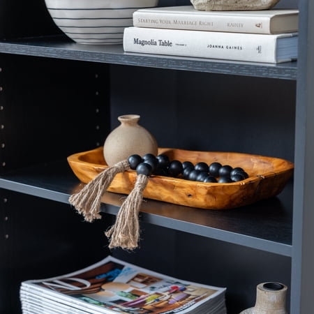MAINSTAYS 3-SHELF BOOKCASE WITH ADJUSTABLE SHELVES, TRUE BLACK OAK
