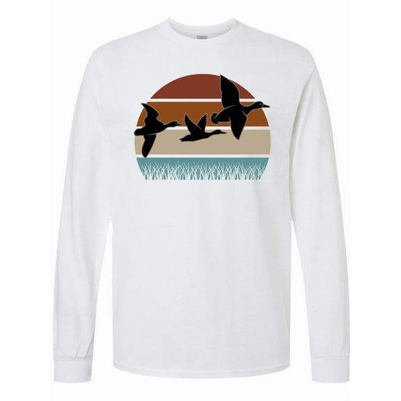 Inktastic Duck Hunting Retro Sunset Hunter Long Sleeve T-Shirt