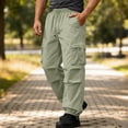 thumbnail image 2 of Mlzmgr Mens Cargo Pants Casual Loose Drawstring Elastic Waist Quick-Dry Joggers Outdoor Athletic Pants with Pockets(X-Large,Yellow), 2 of 9