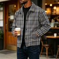 thumbnail image 5 of Zimjoy Corduroy Plaid Jacket for Men Button Down Vintage Long Sleeve Shacket Lightweight Regular Fit Western Jackets for Casual Fall Winter Navy L, 5 of 8