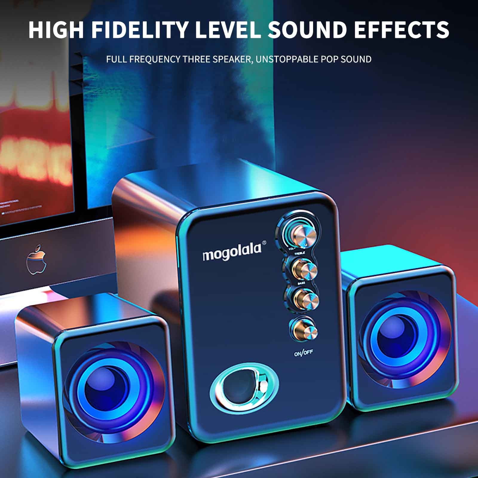 SKDOGDT Computer Speaker, Compact Size Speaker with Headphone Jack, Enhanced Bass and Volume Control, Stereo Aux Multimedia Speakers for Laptop/Desktop/Tablets/Phone