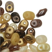 SuperDuo 2-Hole Czech Glass Beads, Mocha Latte Mix, 24g Tube