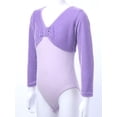 thumbnail image 3 of iixpin Kids Girls Ballet Dance Leotards Long Sleeves Velvet Bodysuit Dancewear Gymnastics One Piece Violet 120, 3 of 7