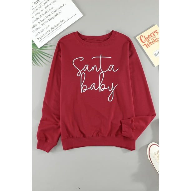 ABPHQTO Sudadera de mujer con estampado navideño de Papá Noel y bebé