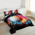 thumbnail image 3 of jejeloiu Volleyball Gamer Game Full Size Comforter Sets,Boys Ball Sports Bedding Comforter Set,Colorful Oil Painting Artwork Bedding Sets For Boys Teens,Super Cozy Room Decor Reversible,3-Piece, 3 of 8