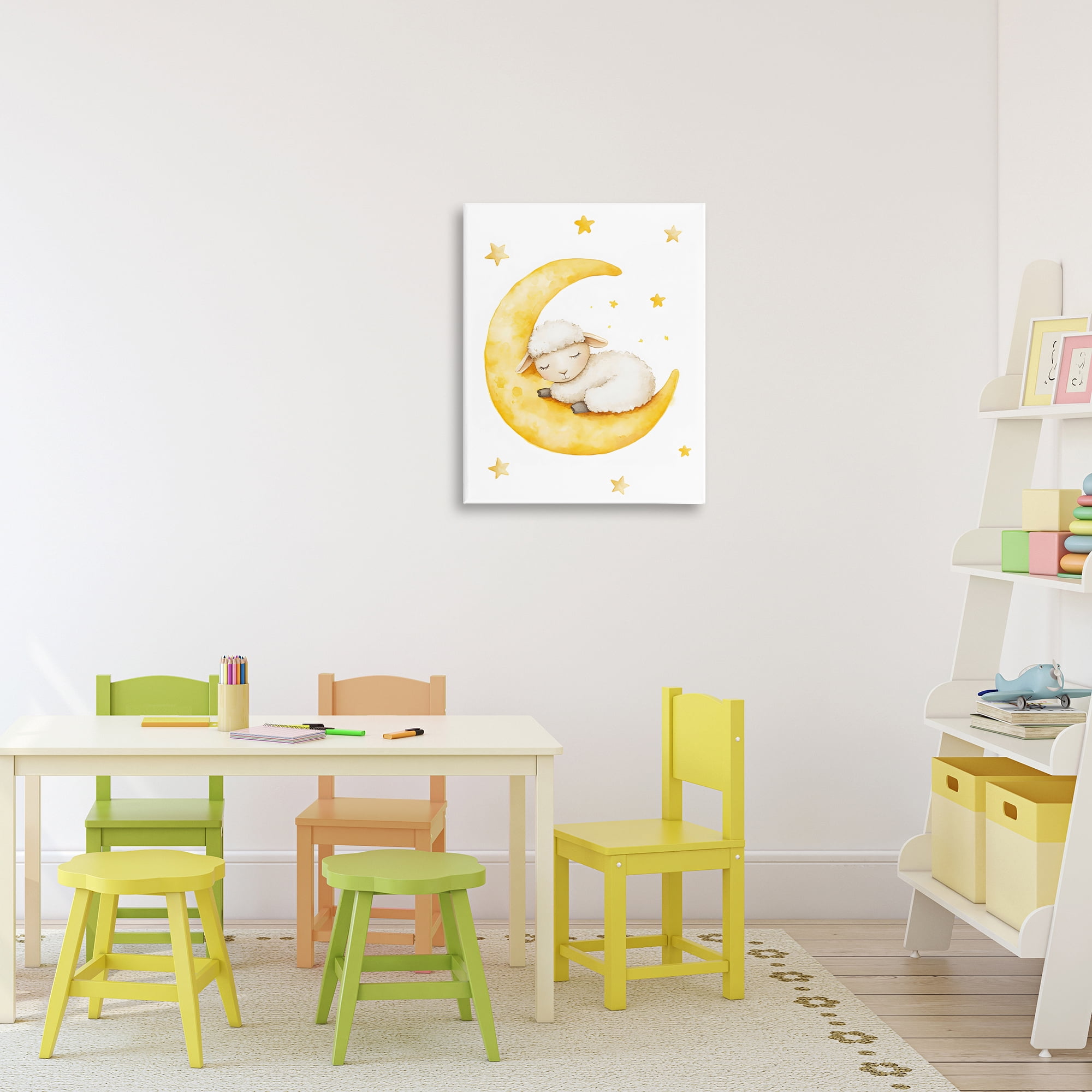 Stupell Industries Sleeping Sheep on Yellow Moon Canvas Wall Art, design by LSR Design Studio