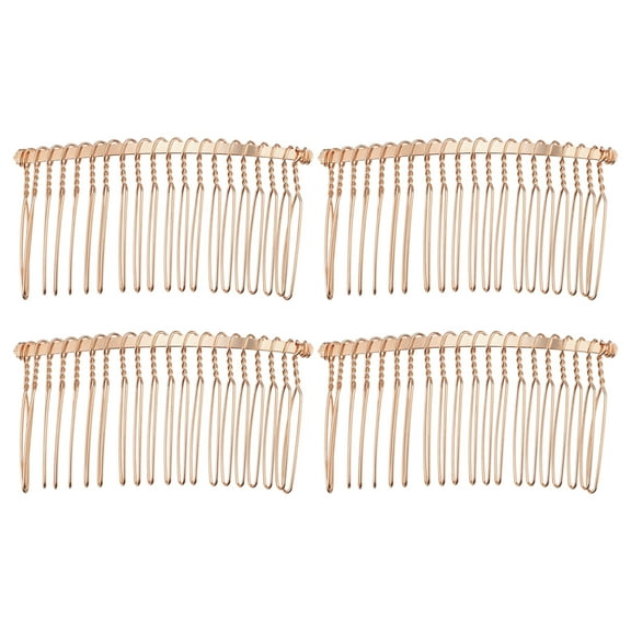 Unique Bargains 4 Pcs No Slip Hair Side Combs Accessories Metal 3" Rose Pink