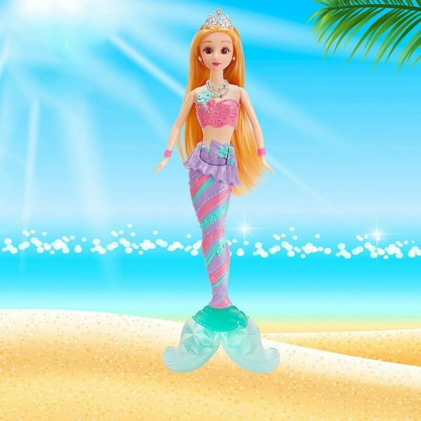 Muñeca sirena con juguetes de Sirenita para niñas de 4 a 7 años y juego de caballito de mar, muñecas de sirena de cabello rubio, los mejores regalos de cumpleaños para niñas de 3, Regalo de navidad