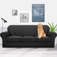 thumbnail image 2 of Latest Checkered 4 Pieces Couch Covers for 3 Cushion Couch Extra Large High Stretch Thickened Sofa Cover for Dogs Pets Anti Slip Furniture Protector Sofa Slipcovers (XL Sofa, Black), 2 of 7