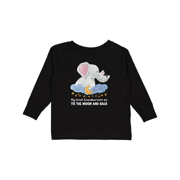 Inktastic My Great Grandma Loves me to the Moon and Back Elephant Boys or Girls Long Sleeve Toddler T-Shirt
