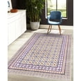 thumbnail image 4 of Ethnic Decorative Rug, Traditional Abstract Tribal Art Pattern Wavy Look Oriental Ornaments, Quality Carpet for Bedroom Dorm and Living Room, 6 Sizes, Violet White, by Ambesonne, 4 of 4