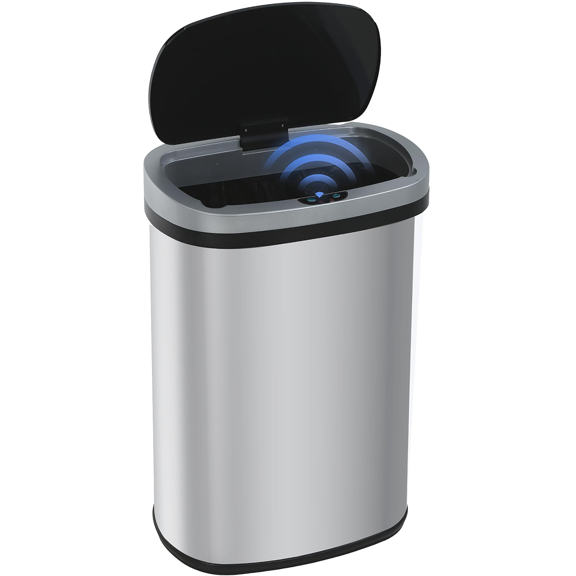 YRLLENSDAN Kitchen Tall Trash Can 13 Gallon Size Touchless Trash Can Motion Sensor Trash Can with Lid Odor-free Automatic Garbage Can 13 Gallon Waterproof Stainless Steel Trash Bin, Silver