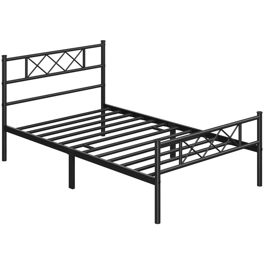 Yaheetech Metal Platform Bed Frame with Headboard and Footboard, Twin XL, Black