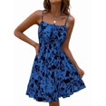 thumbnail image 2 of Women's Sleeveless Boho Spaghetti Strap Sundress High Waist Dress for Beach Vacation Blue XXL, 2 of 10