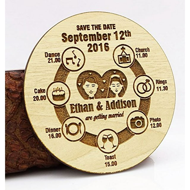 Personalized Wedding Save The Date Magnet 10 Rustic Engraved Wood Magnets Wedding Announcements