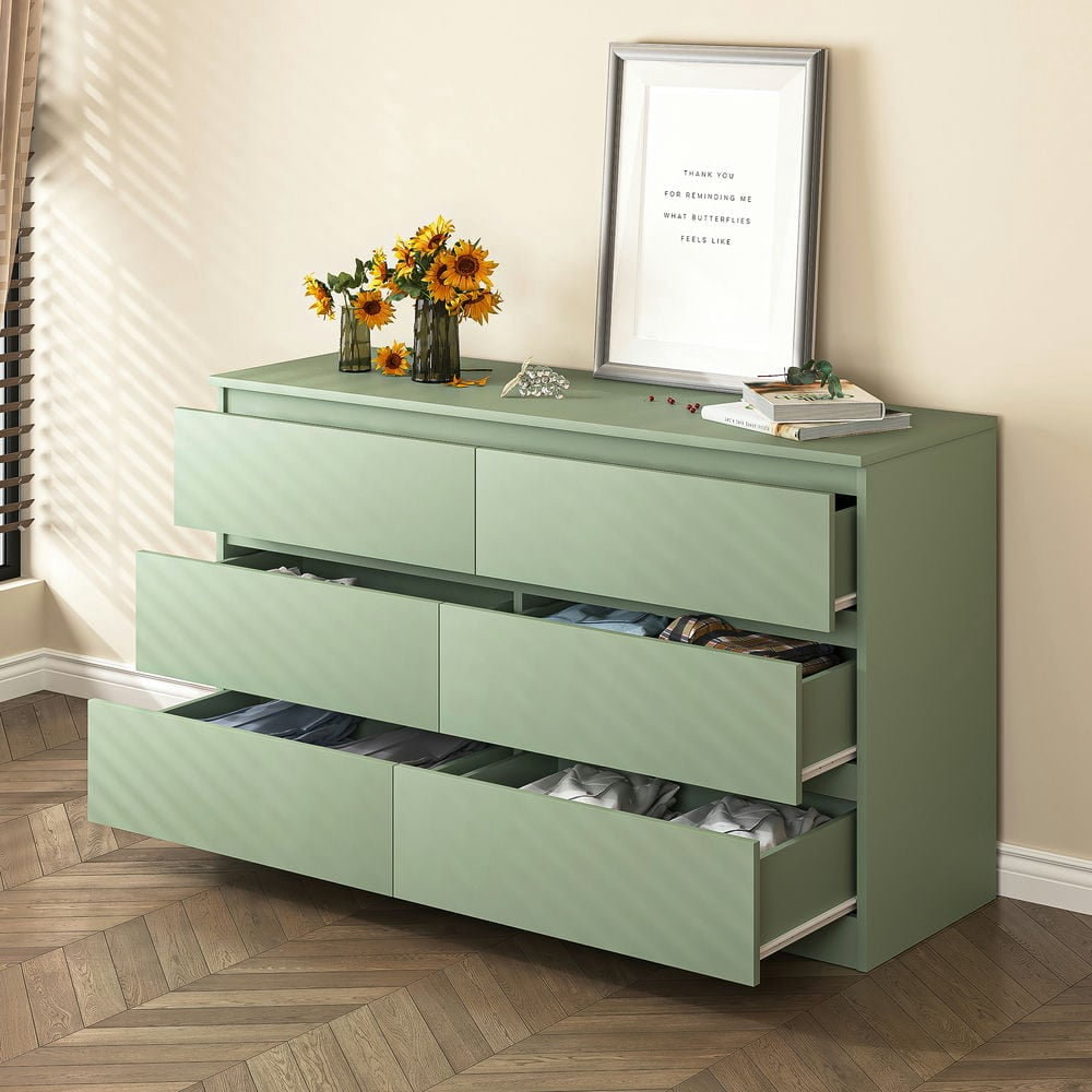 Spaco Modern 6 Drawer Dresser, Chest of Drawers Organizer Storage with Drawers, Large Storage Cabinet for Indoor as Bedroom, Green