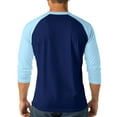 thumbnail image 7 of VSSSJ Mens Color Block Henley Shirt Long Sleeve Button Round Neck Raglan Shirt Fitness Gym Comfortable Athletic Workout T Shirt Tops Blue M, 7 of 7