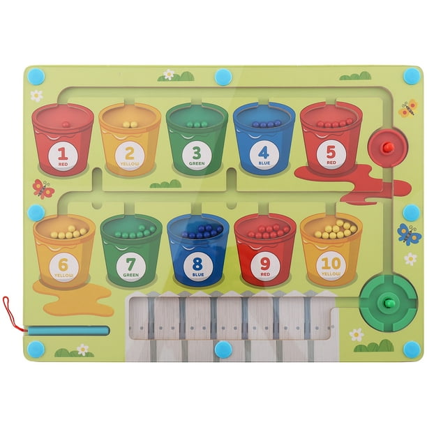 Magnetic Color Sorting Board Wooden Color Counting Maze Board Color Classification Learning Board Montessori Educational Kids Toy Color and Number