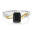 thumbnail image 2 of Gem Stone King 1.11 Ct Black Onyx E-F Lab Grown Diamond 925 Silver and 10K Yellow Gold Ring, 2 of 4