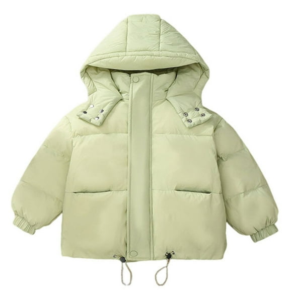 NAISIBABY Kids Puffer Jacket Size 12, High-Neck Hooded Thicken Warm Fashion Drawstring Boys Girls Winter Coat Green(2-13T)