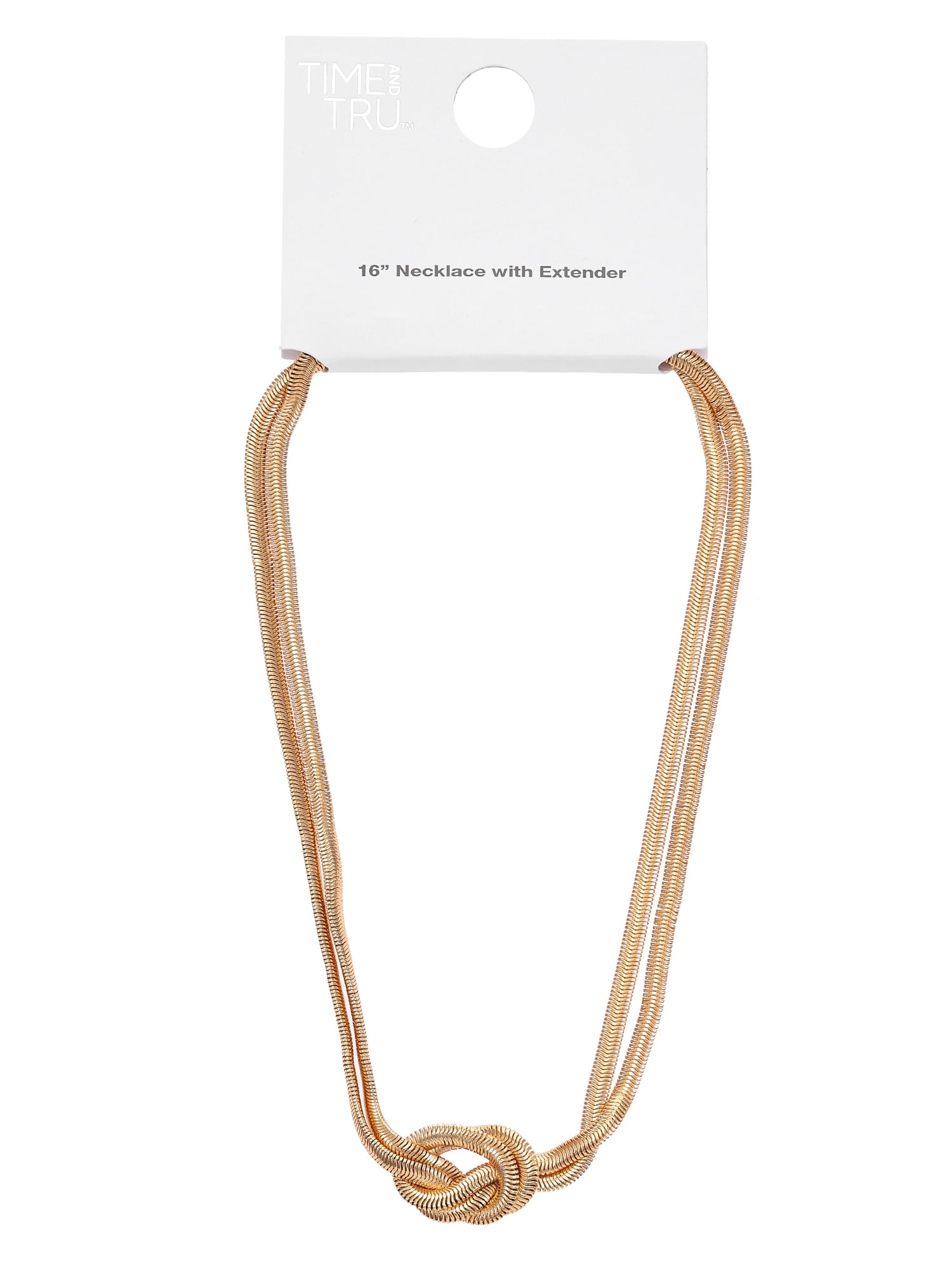 Time and Tru Goldtone Knotted Snake Chain Necklace, 16" +3" Extender (Women's)