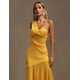 thumbnail image 4 of Vestido Tsukko con nudo amarillo y tirantes finos y abertura asimétrica, 4 of 5