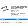 thumbnail image 2 of VVT Variable Valve Timing Solenoid Kit - 2 Piece - Compatible with 2010 - 2016 Toyota Camry 2.5L 4-Cylinder 2011 2012 2013 2014 2015, 2 of 2