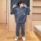 thumbnail image 3 of Pijamas gruesos de franela con forro polar para niños, Interior de forro polar grueso de terciopelo Coral para invierno, estilo con cremallera para uso doméstico, 3 of 5