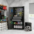 thumbnail image 5 of Aobabo Upgraded Metal Garage Cabinet with Wheels with 5 Pegboards & 2 Drawer, 71" H Lockable Steel Tool Storage Cabinet for Garage,Home,Office,Assembly Required,Black, 5 of 9