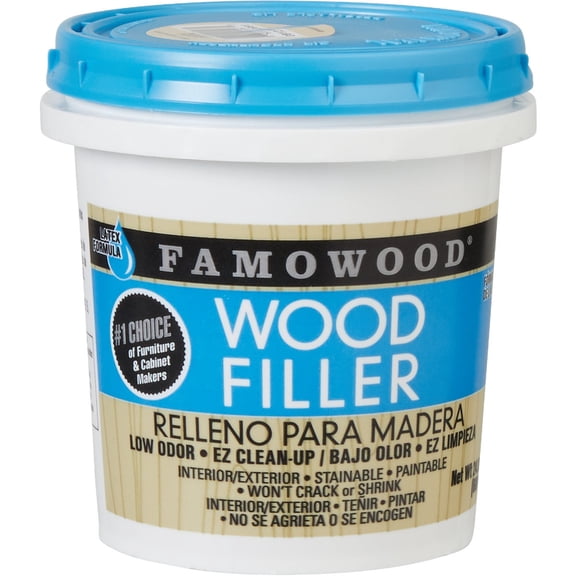 FamoWood 40022126 Latex Wood Filler - Pint, Natural, 24 oz.