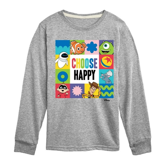 Disney - Choose Happy Grid - Toddler & Youth Long Sleeve Graphic T-Shirt