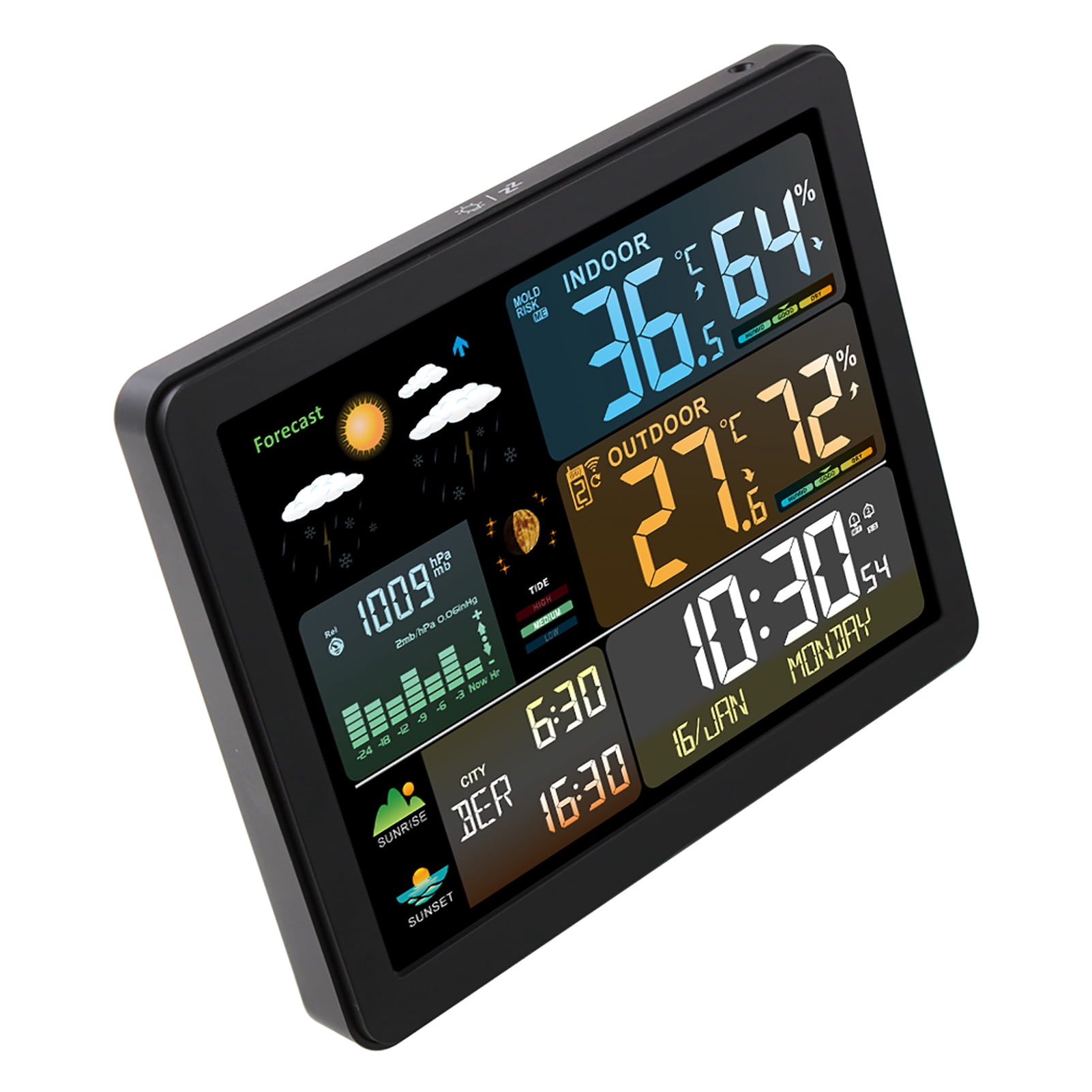 Weather Station,Weather Station With Clock Indoor Clock Temperature With Color Screen Weather Station With Clock 1 To Indoor And 3 And Temperature Temperature Meter