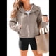 thumbnail image 1 of Sudaderas con Capucha y Cremallera para Mujer, Chaquetas de Forro , Sudaderas de Gran Tamaño, Conjuntos de Moda de Otoño, Suéteres, Ropa de Invierno. Caqui XL, 1 of 8