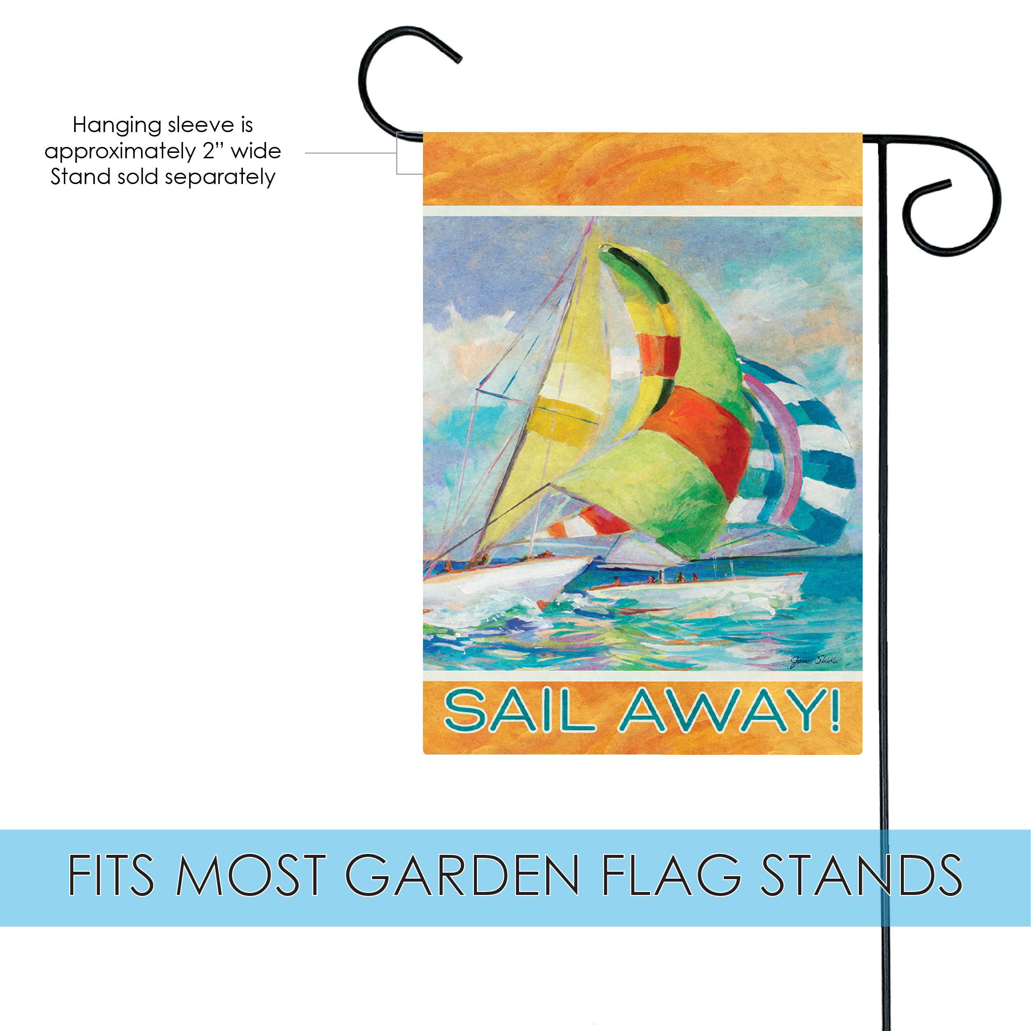 Toland Home Garden Sail Away 12.5 x 18 Inch Decorative Colorful Sailing Summer Ocean Boat Garden Flag 