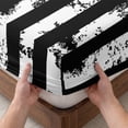 thumbnail image 3 of Twin XL Size Fitted Sheet Set - Black White 2 Piece Bedding Sets 16" Deep Pocket Fitted Sheet with 1 Pillowcases, Retro Stars Stripes Flag Shabby Chic Texture Brushed Microfiber Hotel Bed Sheets, 3 of 9