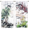 thumbnail image 2 of Asian Curtains for Bedroom, Traditional Ink Painting Nature Landscape Mountains Cherry Blossoms Floral Oriental Art Japanese Style Kitchen Living Room Bathroom Window Drapes Curtains Set, 84"x63" Inch, 2 of 5