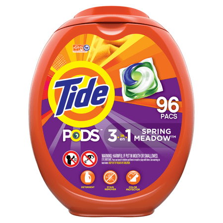 Tide Pods Spring Meadow, Laundry Detergent Pacs, 96