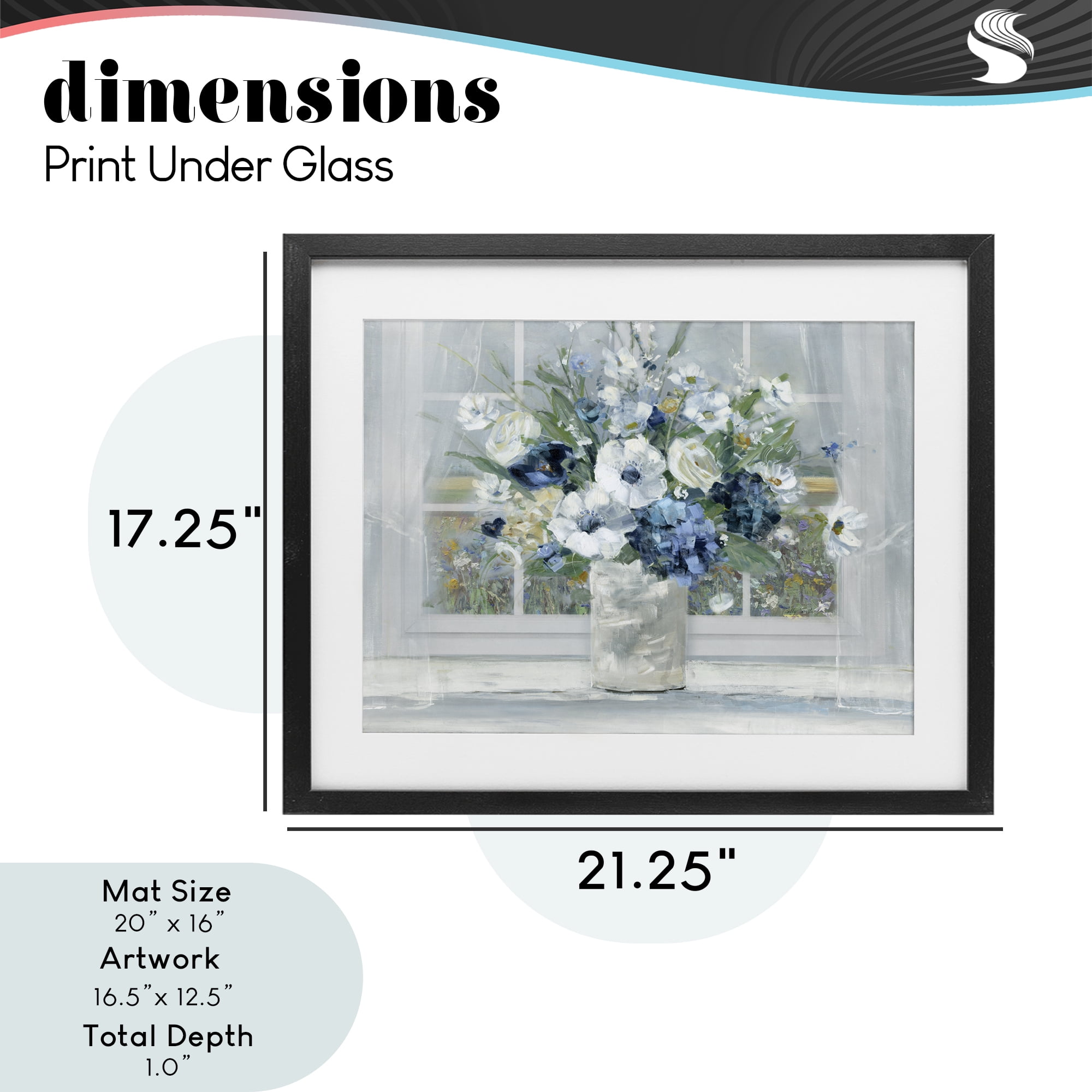 Stupell Industries Blue Hydrangea & Anemone Bouquet Black Framed Print Under Glass, design by Sally Swatland