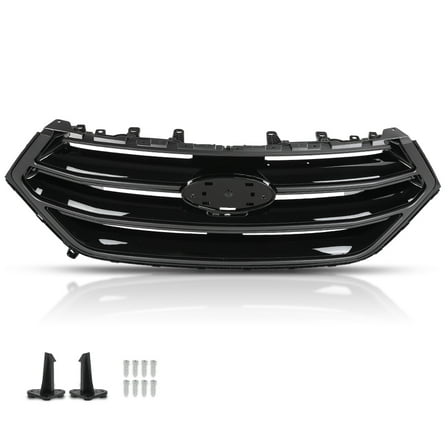 Front Upper Grille w/Camera Hole Gloss Black Grill Fit For Ford Edge 2015-2018