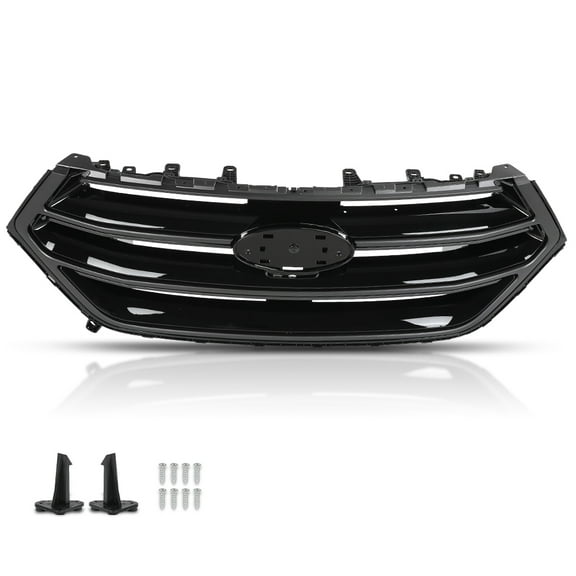 Front Upper Grille w/Camera Hole Gloss Black Grill Fit For Ford Edge 2015-2018