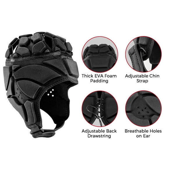 Goalkeeper Helmet, Thick EVA Padding Adjustable Chin Strap for Football Soccer Rugby, with Air Holes for Breathability and Hearing Protection