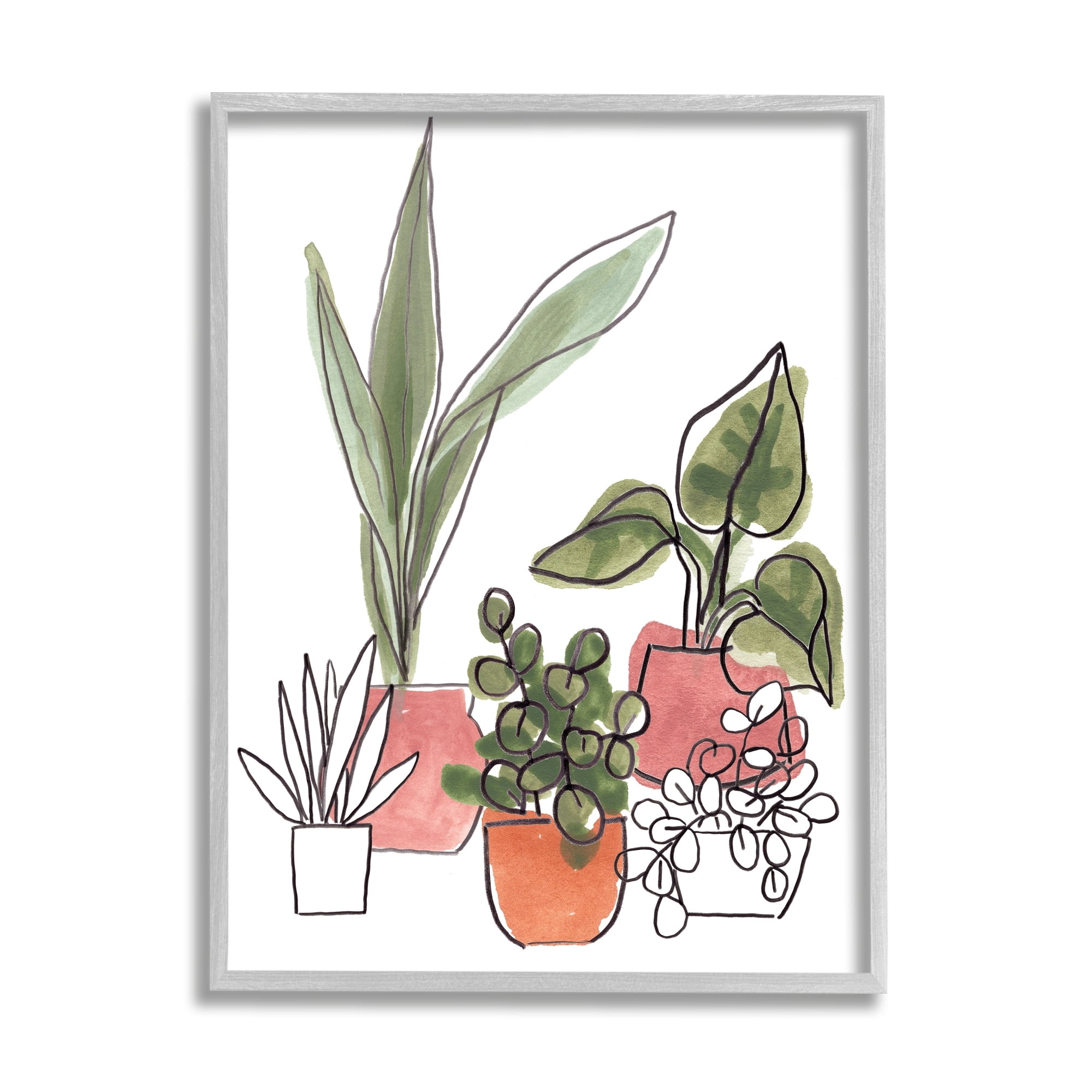 Stupell Industries Green Plants in Orange Planters Modern Abstract Foliage, 16 x 20, Design by June Erica Vess