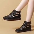 thumbnail image 6 of Women's Slip- Perforated Short Boots with Sole - Soft Round Toe Flat Sole Moccasin Sandals, Breathable Hollow Booties Suitable for Commuting, Casual & Office Wear, Hand Washable Sneakers, Women Shoes, 6 of 7