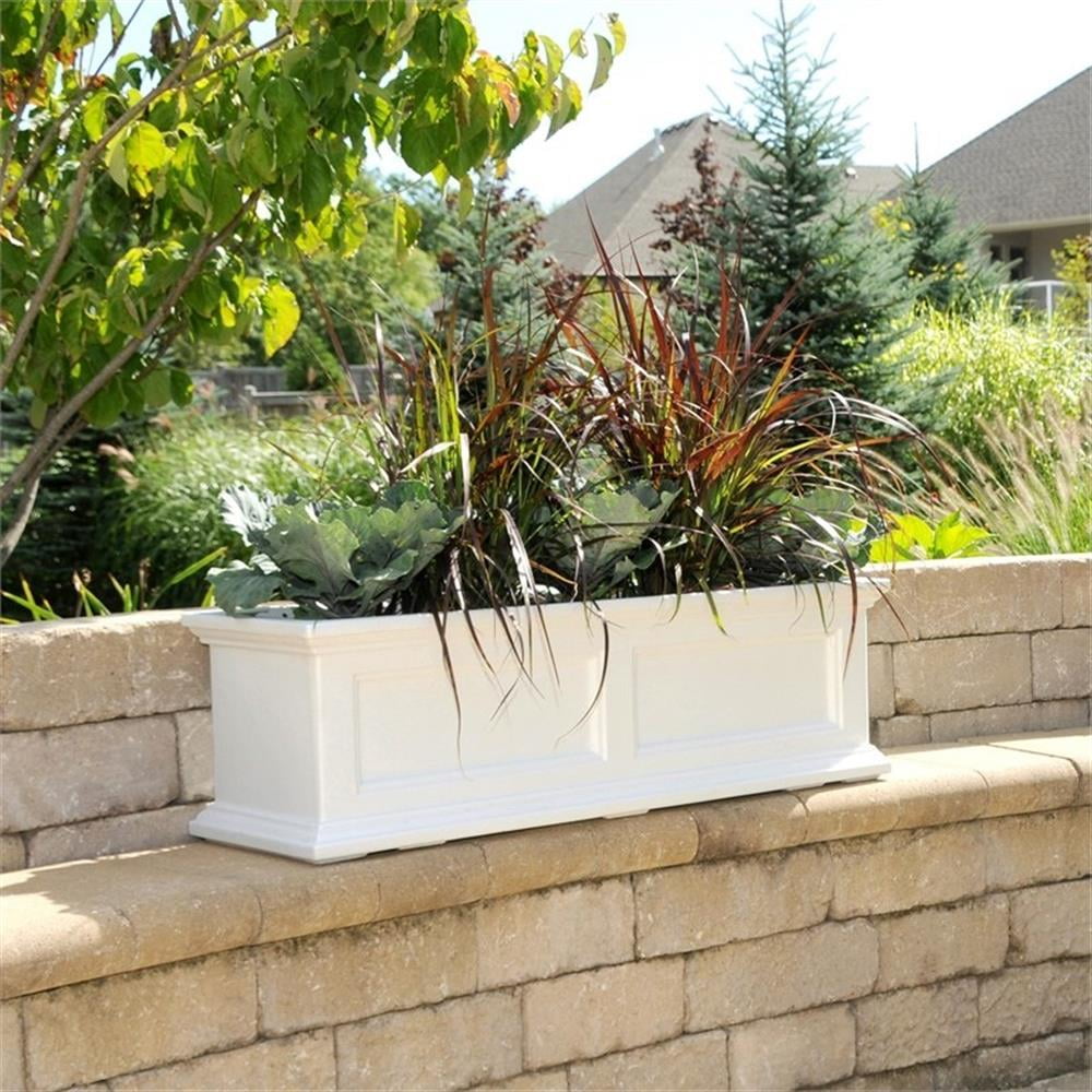Pemberley Row Polyethylene White Window Box Rectangular Built-In Water Reservoir 36" Unassembled