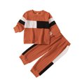 thumbnail image 1 of FOCUSNORM Unisex Kids Suit Set, Contrast Color Round Neck Long Sleeve Tops+ Long Pants, 1 of 9