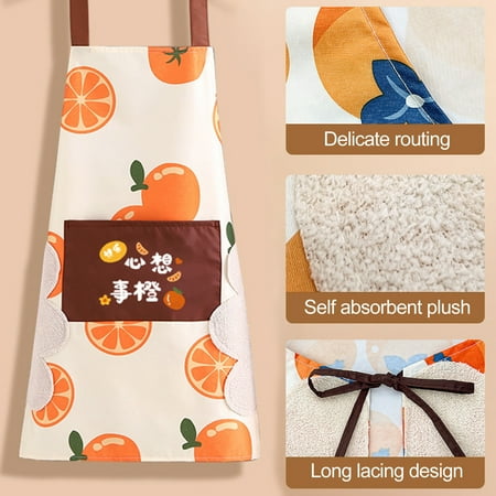 

YUNx Cooking Apron Convenient Wipeable Waist Tie Adjustable Buckle Wipe Hand Design Women Kitchen Sleeveless Apron Daily Use