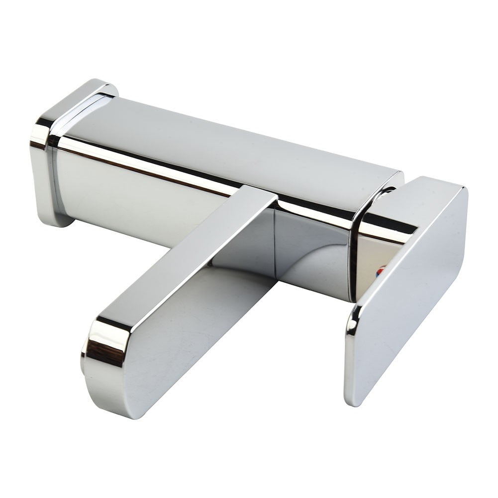 Modern Square Bathroom Basin Faucet Single Handle Mixer Tap Stainless Steel Sink Faucet with Waterfall Spout Hot and Cold Water Control Silver 170mm