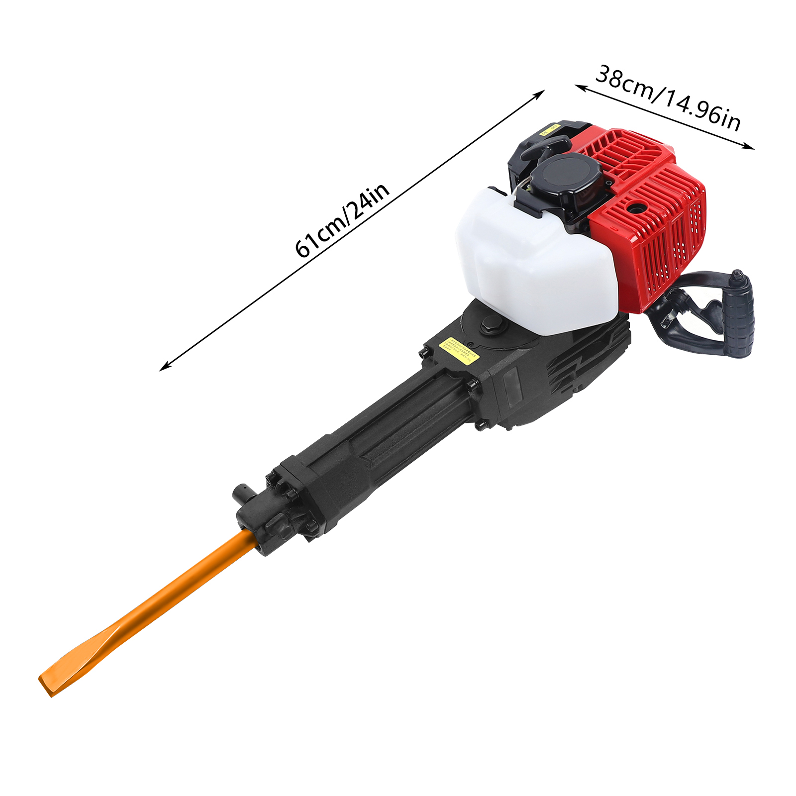 61*38.5*26.5cm 52cc Gas Powered Jack Hammer Demolition Concrete Breaker Punch Drill with Translucent Fuel Tank